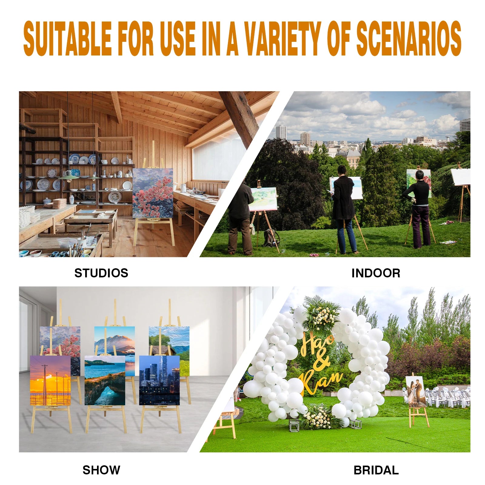 Artist Easel, Wooden A-Frame Easel Stand, Studio Easel Adjustable Drawing Painting Holder Canvas Stand Portable for Display