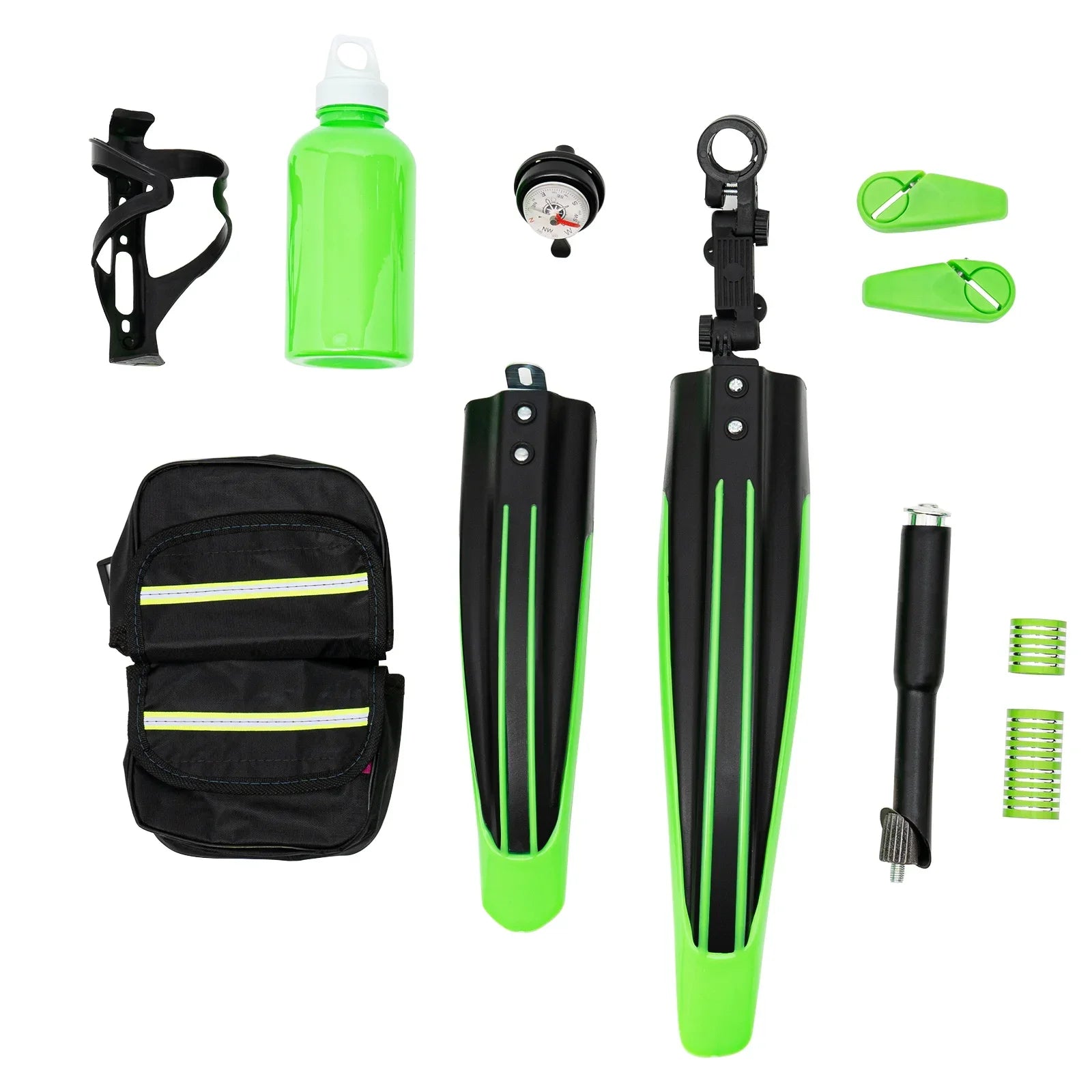 Green 20 Inch 7 Speeds Mountain Bike Adjustable Children's Bicycle with Storage Bag and Compass Bell Braking System Bike