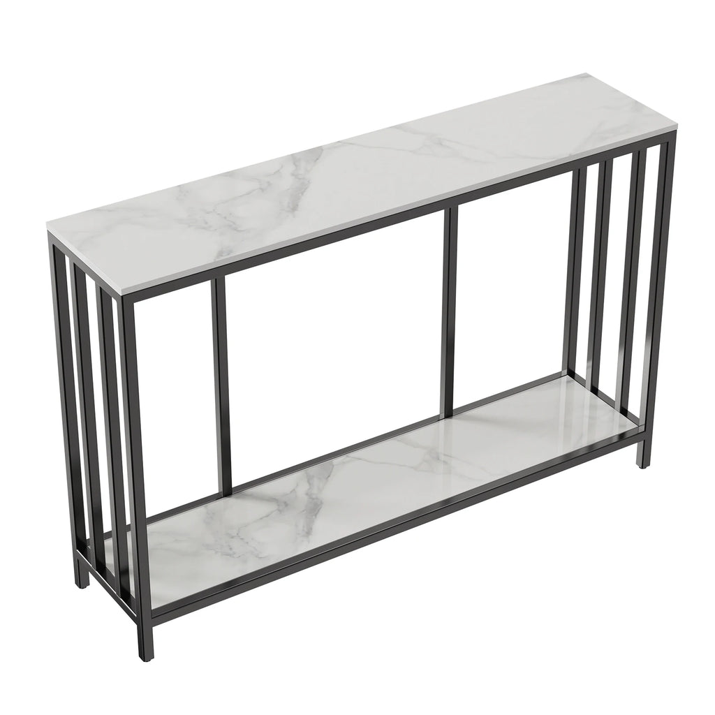 Modern Luxe Marble Console Table: Extra-Long 2-Tier Sofa/Entryway Accent Table