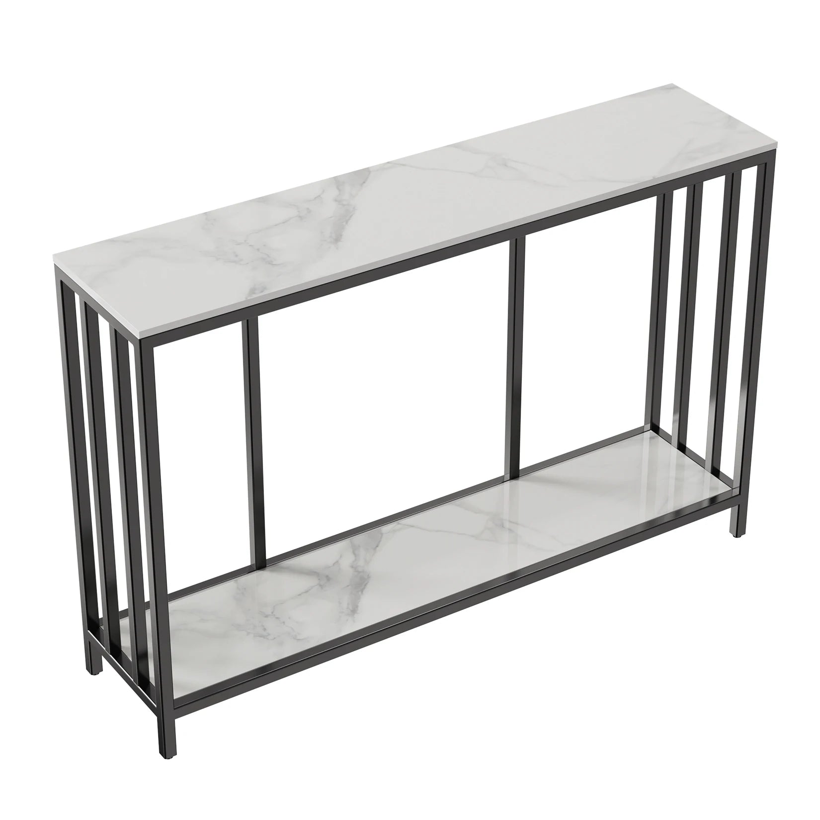 Modern Luxe Marble Console Table: Extra-Long 2-Tier Sofa/Entryway Accent Table