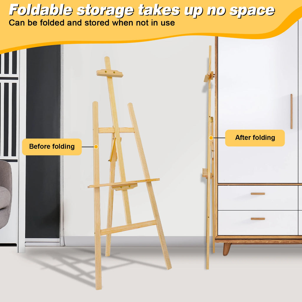 Artist Easel, Wooden A-Frame Easel Stand, Studio Easel Adjustable Drawing Painting Holder Canvas Stand Portable for Display