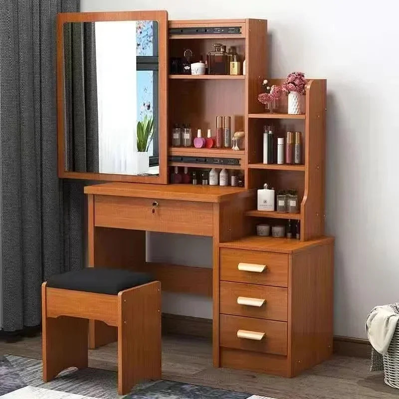 Dressing Table Vanity with Lighted Mirror Makeup Stool Desk with Mirror Storage Power Outlet and Drawers Color Lighting Modes
