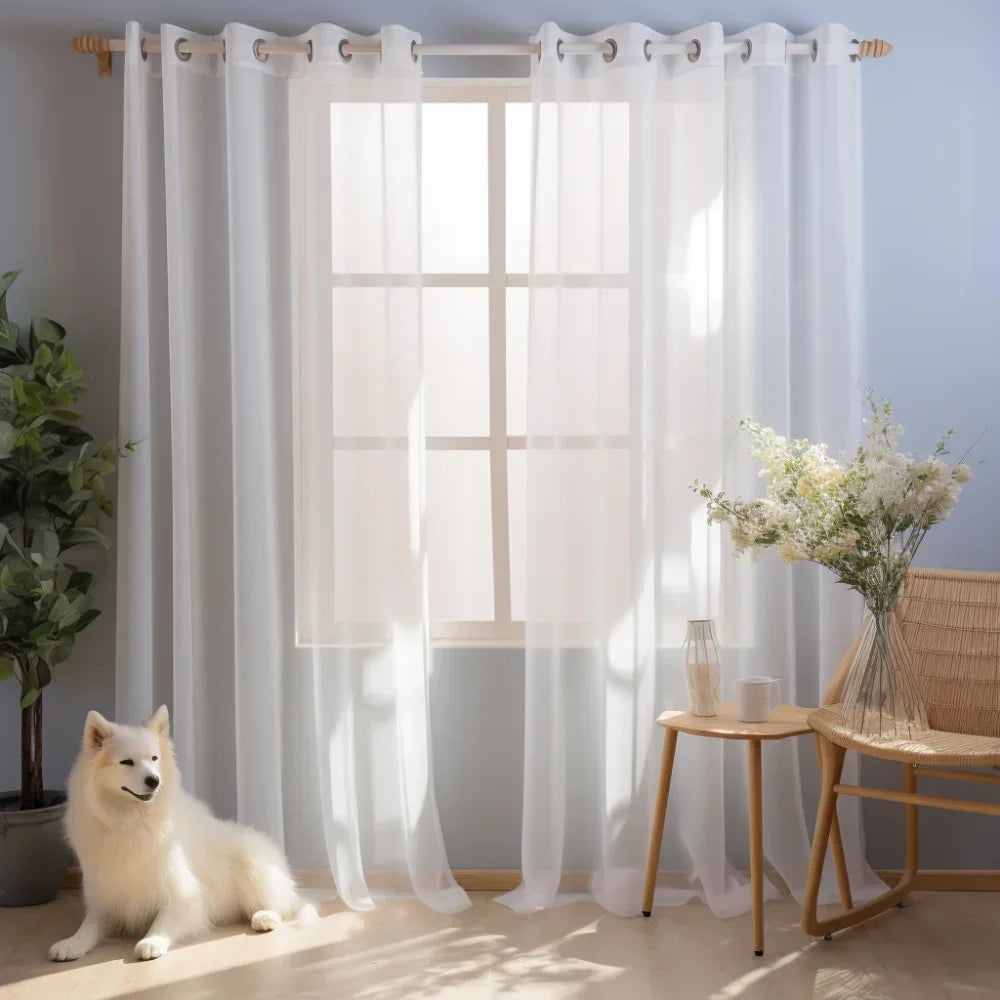 Translucent Sheer Curtain Drapes 132CM Width for Living Room Grommet Top Lightweight Airy Gauzy Light Filtering Window Treatment