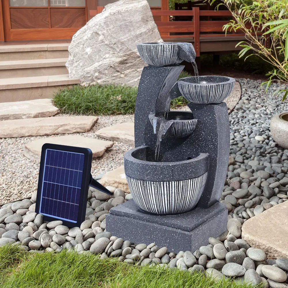 Voltsify Outdoor Garden LED Water Fountain Rockery Decor with Pump Solar Power