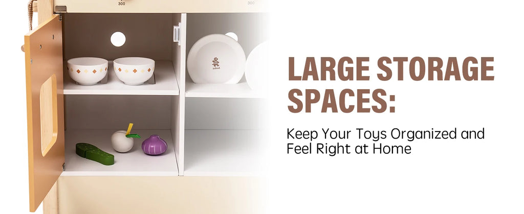 ROBOTIME Wooden Modern Style Play Kitchen with Realistic Accessories Plenty of Play Features for Gift for Girls&Boys Ages 3+