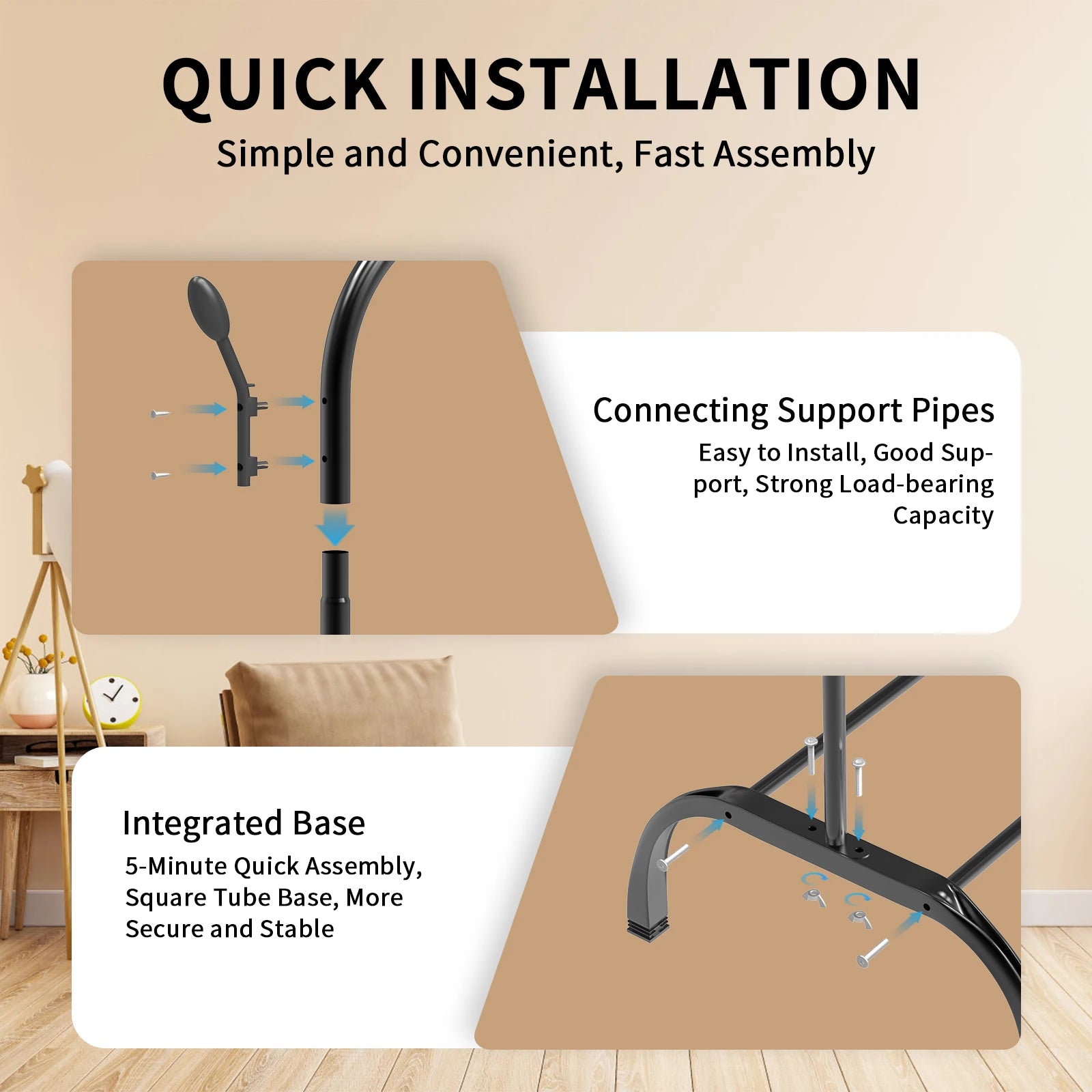 Metal Clothes Rail Heavy Duty Clothes Rack Single Hanging Portable Bedroom Freestanding Clothing Rack Storage Shelf With Hooks