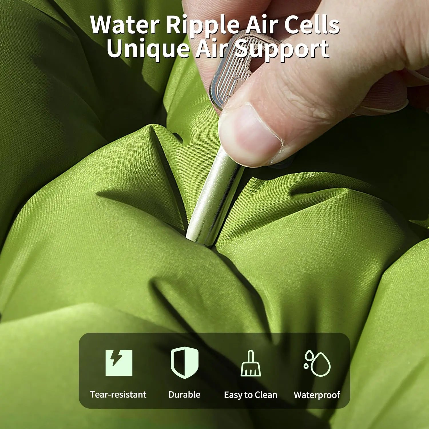 WESTTUNE Inflatable Mattress 4" Thick for 2 Person with Pillow Built-in Foot Pump Double Sleeping Pad for Backpacking Hiking