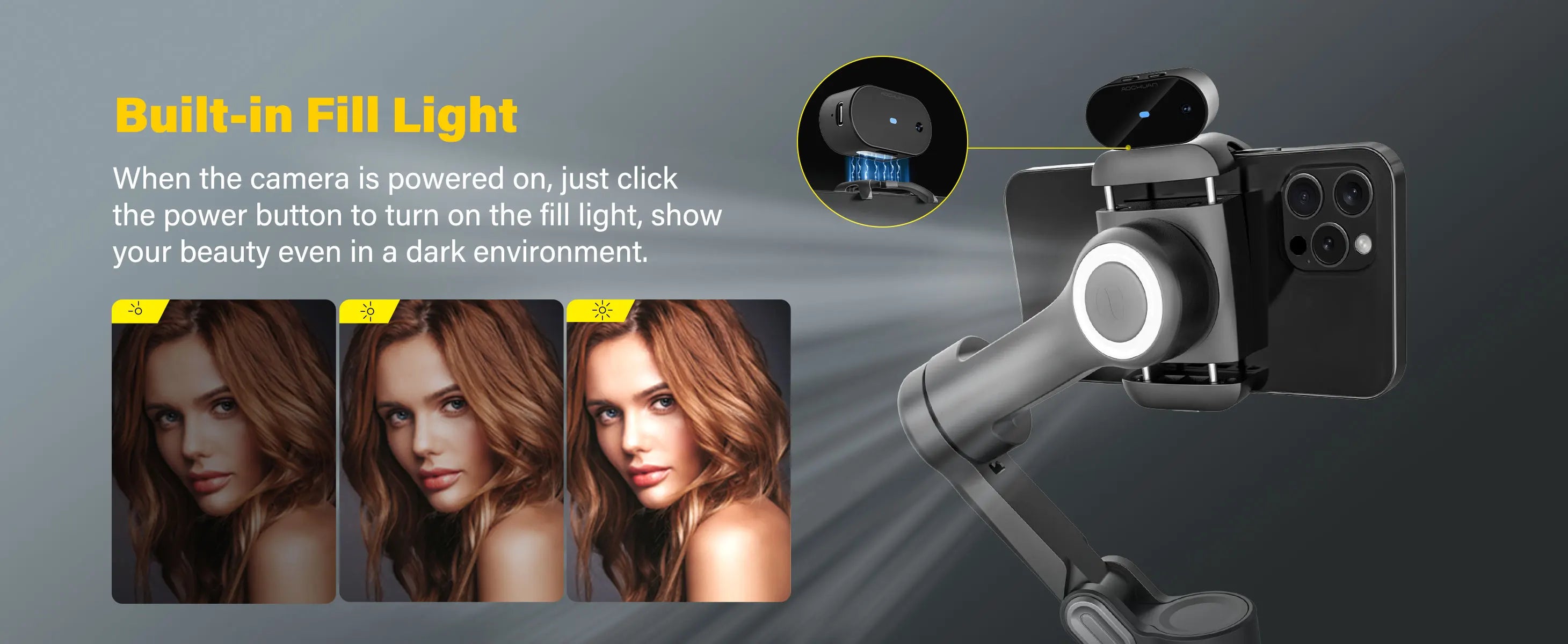 AOCHUAN Smart XPro Ai 3 Axis Smartphone Gimbal Stabilizer For iPhone And Android Smartphone Gimbal No app required to track face