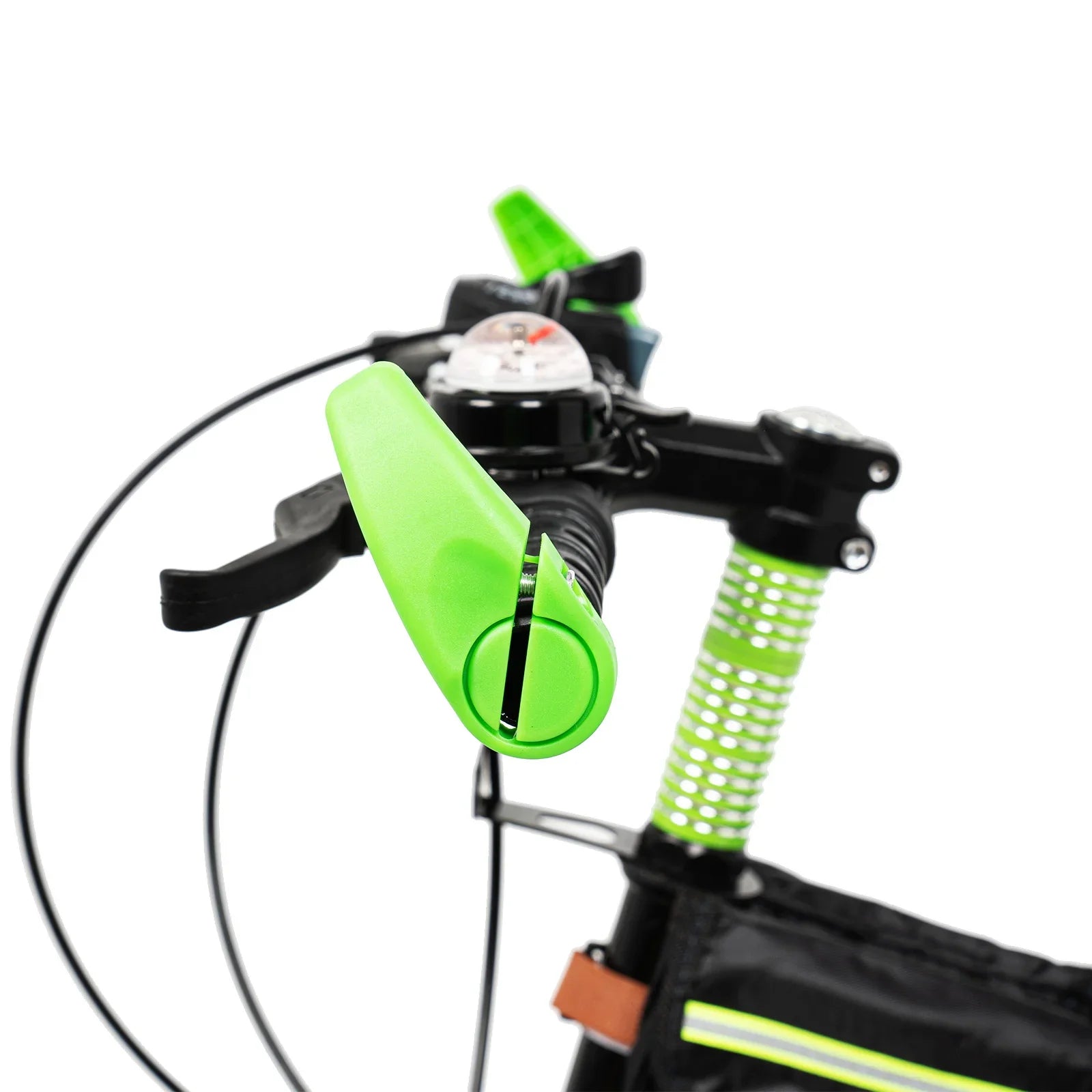 Green 20 Inch 7 Speeds Mountain Bike Adjustable Children's Bicycle with Storage Bag and Compass Bell Braking System Bike