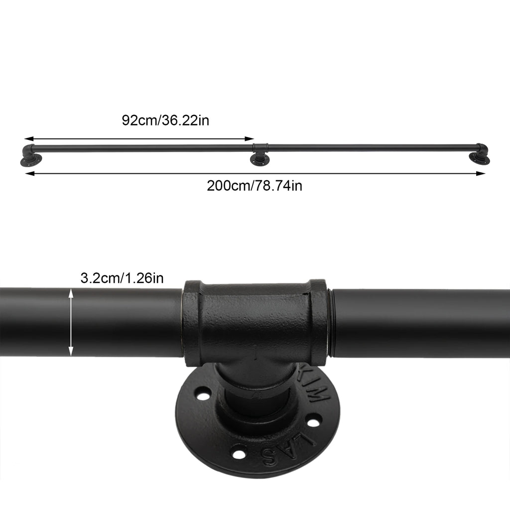 5ft/6.6ft Staircase Handrail Stepladder Stair Railing Wall-mounted Loft Pipe 2 Sections For Indoor And Outdoor