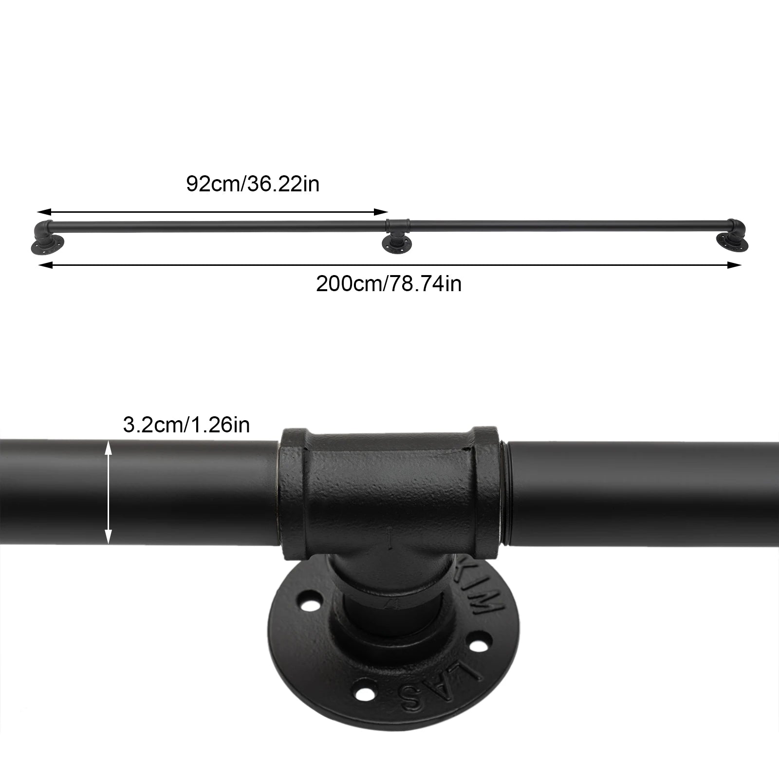 5ft/6.6ft Staircase Handrail Stepladder Stair Railing Wall-mounted Loft Pipe 2 Sections For Indoor And Outdoor