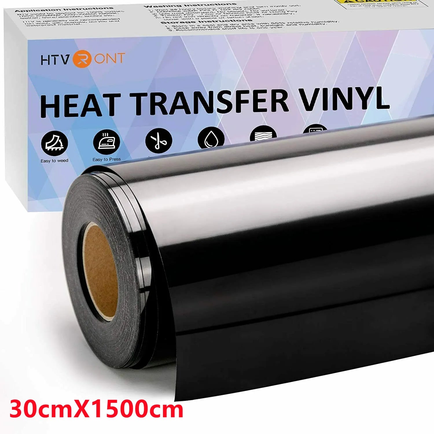 HTVRONT 12"X50ft/30x1500cm PU Heat Transfer Vinyl Roll for T-shirt Heat Press Vinyl Craft Iron on DIY HTV Film Printing Clothing