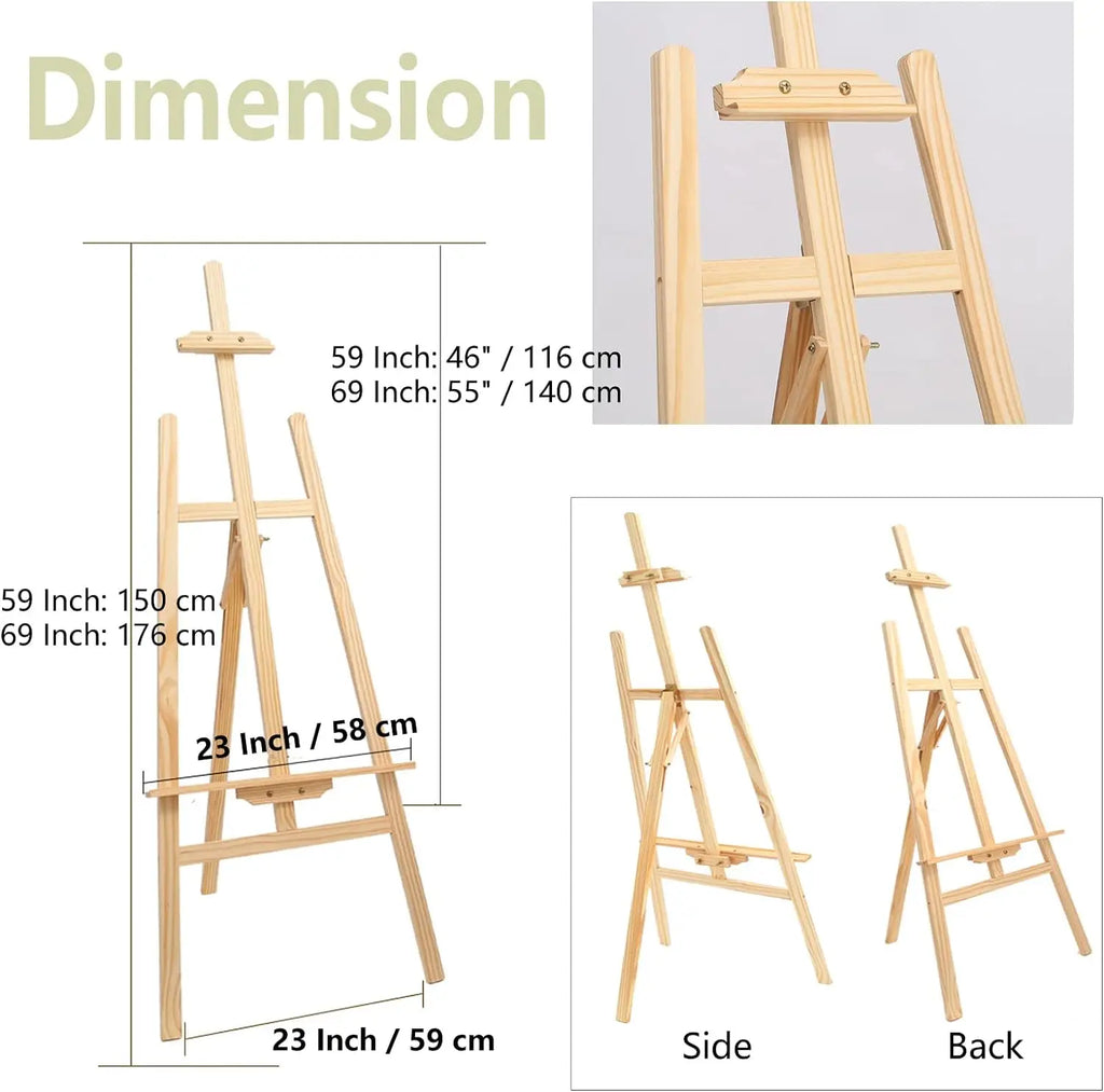 Artist Easel, Wooden A-Frame Easel Stand, Studio Easel Adjustable Drawing Painting Holder Canvas Stand Portable for Display