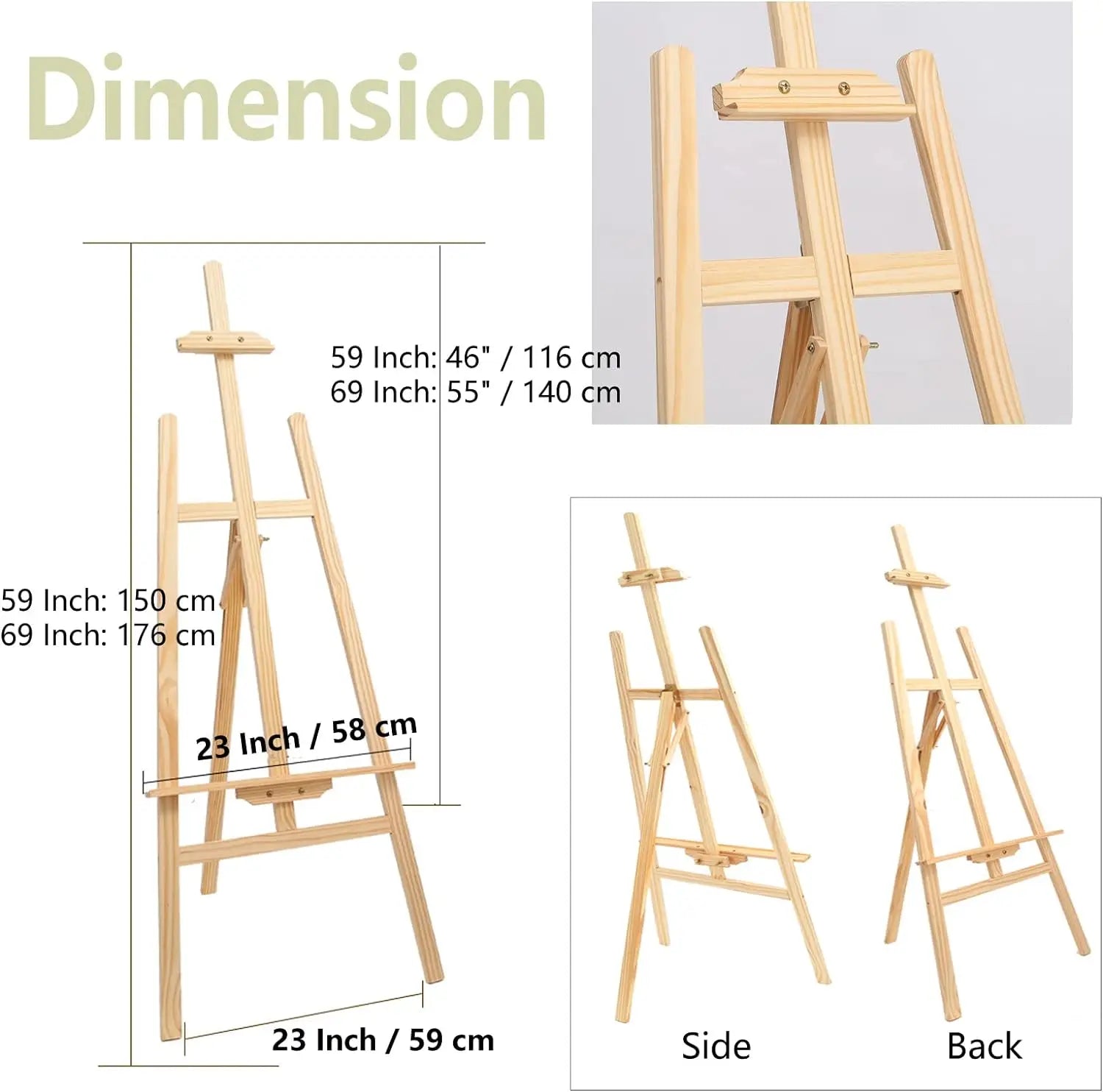 Artist Easel, Wooden A-Frame Easel Stand, Studio Easel Adjustable Drawing Painting Holder Canvas Stand Portable for Display
