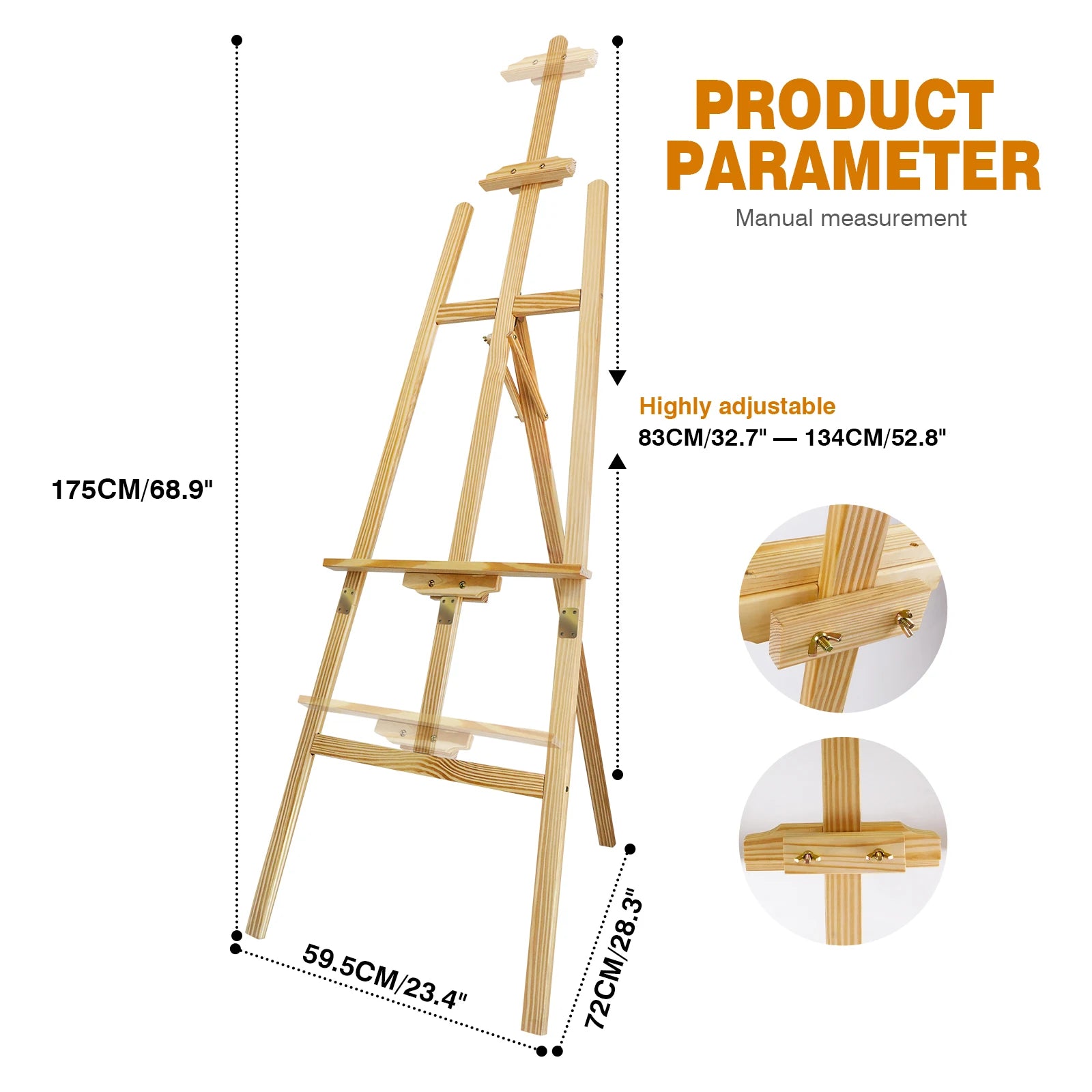 Artist Easel, Wooden A-Frame Easel Stand, Studio Easel Adjustable Drawing Painting Holder Canvas Stand Portable for Display