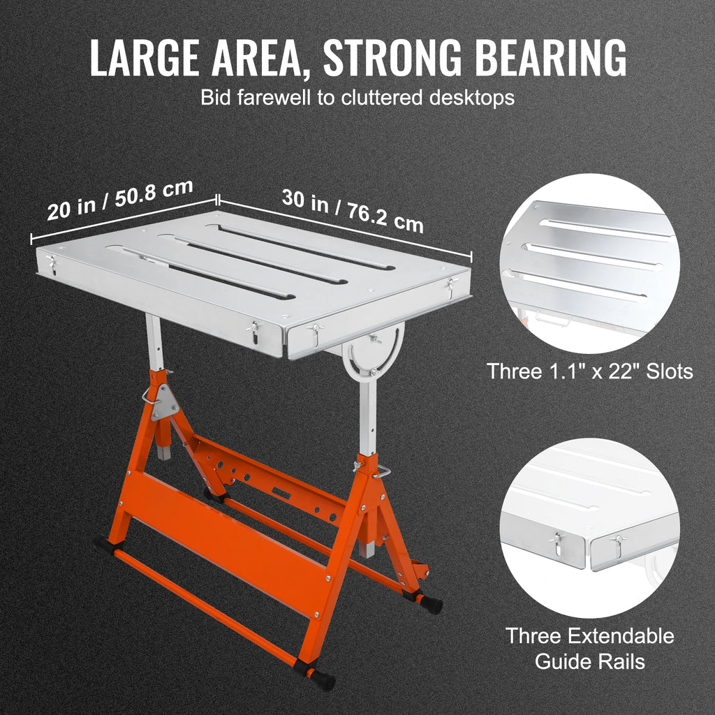 SucceBuy 18/20/24 Inch Foldable Welding Table Steel Table Top Auxiliary Welding Tool Flexible Height Portable Workbench for Work