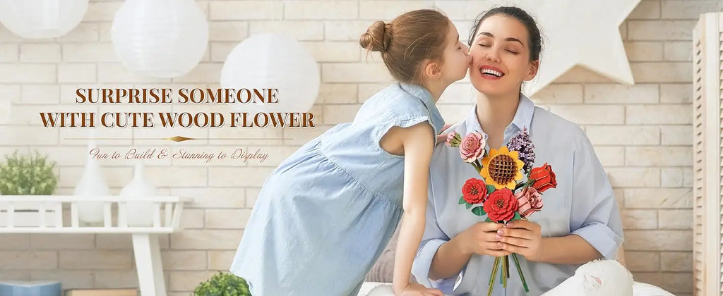 Robotime 3D Wooden Puzzle Flowers Bouquet Wooden Bloom Craft Model Kits Eternal Flowers Romantic Gift for Birthday Mother's Day