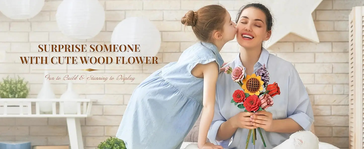 Robotime 3D Wooden Puzzle Flowers Bouquet Wooden Bloom Craft Model Kits Eternal Flowers Romantic Gift for Birthday Mother's Day
