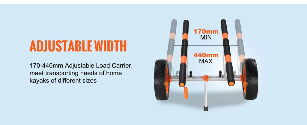 SucceBuy Kayak Cart 450lbs Detachable Canoe Trolley Cart with 12'' Tires Adjustable Width for Paddleboards Float Mats Jon Boats