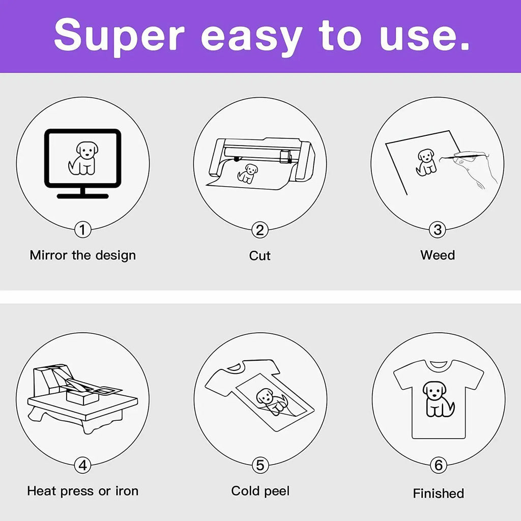 HTVRONT 12"X50ft/30x1500cm PU Heat Transfer Vinyl Roll for T-shirt Heat Press Vinyl Craft Iron on DIY HTV Film Printing Clothing