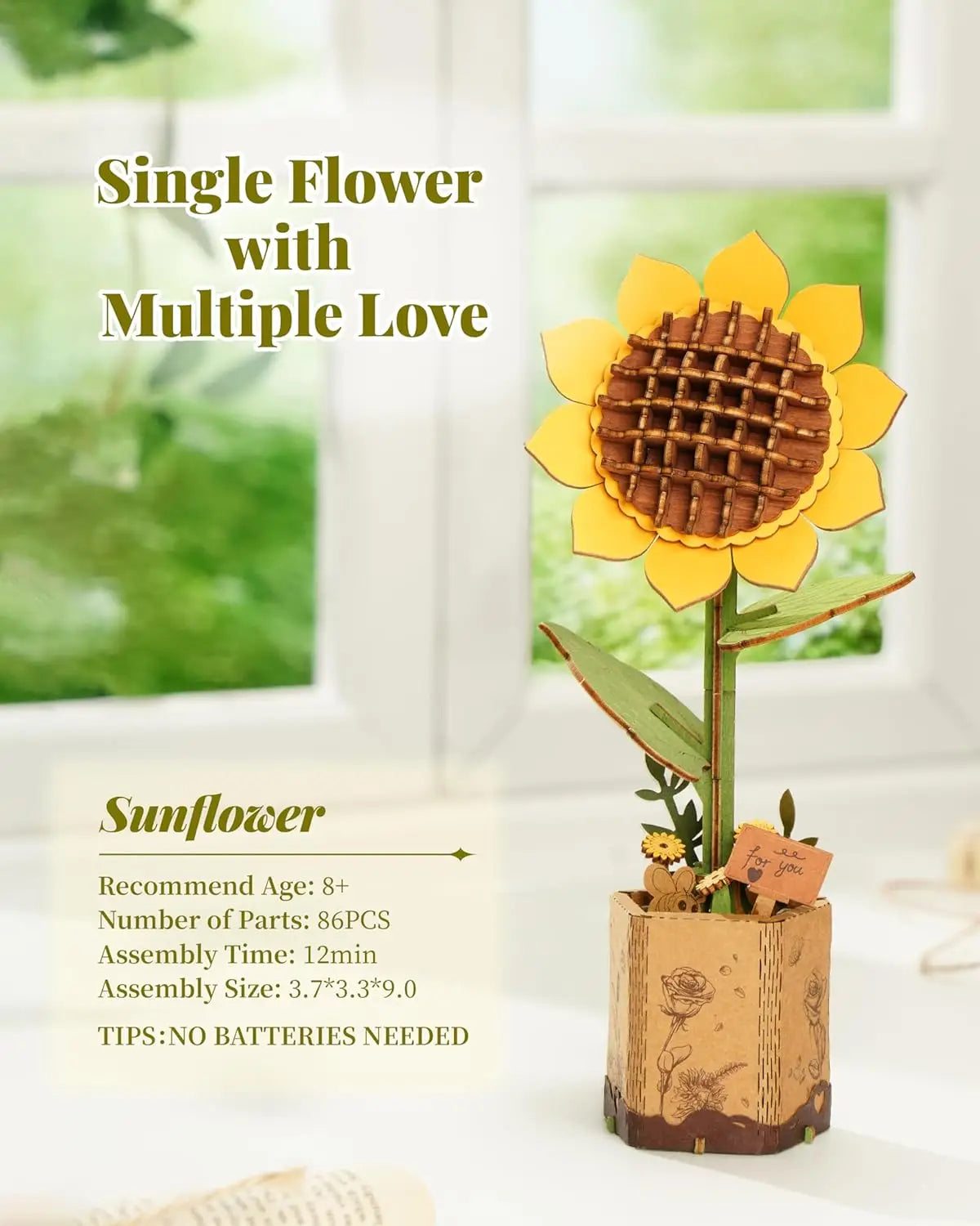 Robotime 3D Wooden Puzzle Flowers Bouquet Wooden Bloom Craft Model Kits Eternal Flowers Romantic Gift for Birthday Mother's Day