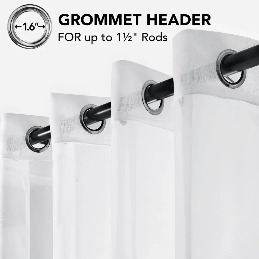 Translucent Sheer Curtain Drapes 132CM Width for Living Room Grommet Top Lightweight Airy Gauzy Light Filtering Window Treatment