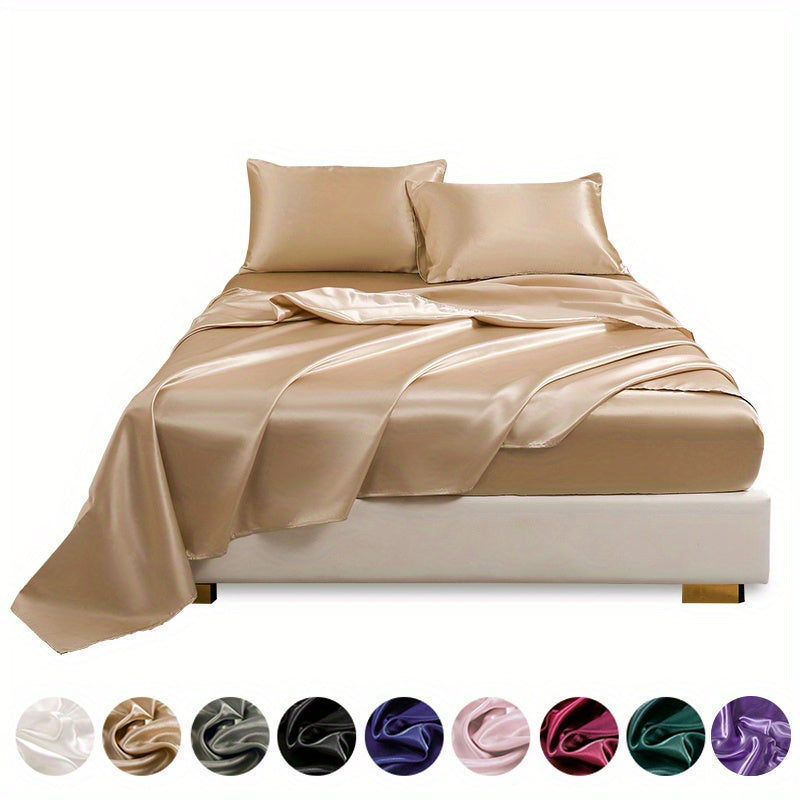 Luxe Satin Finish 4-Piece Sheet Set – Fitted, Flat & 2 Pillowcases