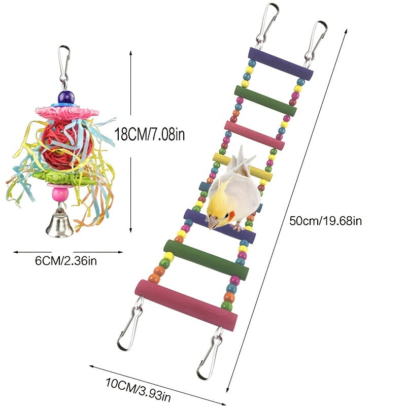 15 Pcs Parrot Toy Bundle: Natural Chew, Swing, & Shredding Toys for Parakeet, Budgie, and Cockatiel