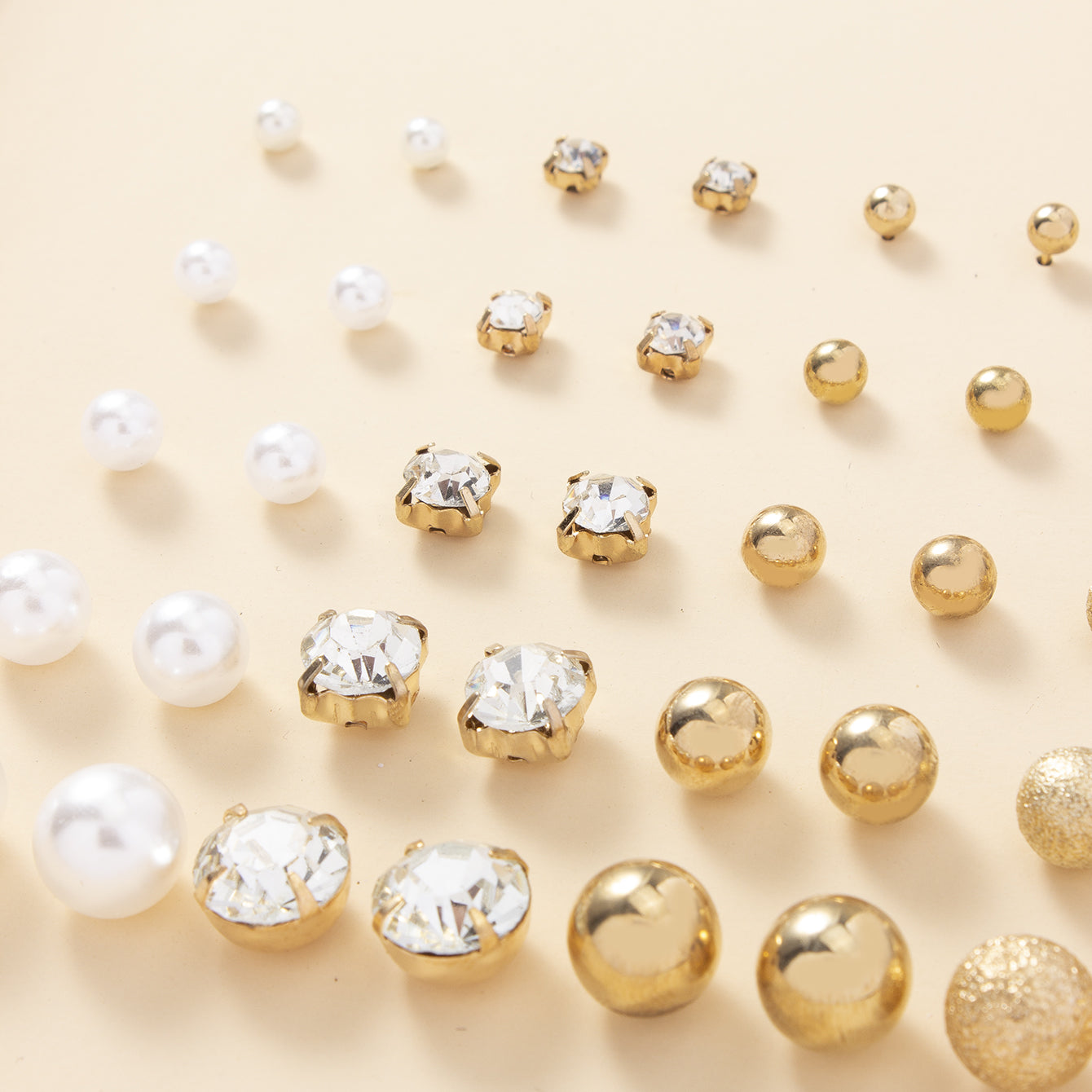 Everyday Glam: 20-Pair Stud & Stone Collection (Pearl & Rhinestone)