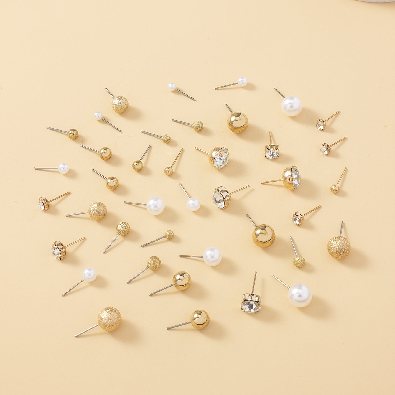 Everyday Glam: 20-Pair Stud & Stone Collection (Pearl & Rhinestone)