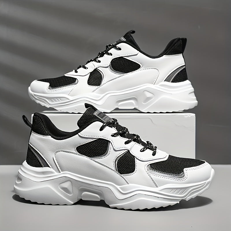 Men's Vintage '90s Chunky Trainer: Breathable Mesh & Bold White/Teal Design