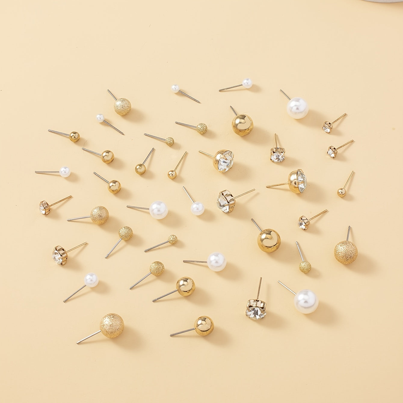 Everyday Glam: 20-Pair Stud & Stone Collection (Pearl & Rhinestone)
