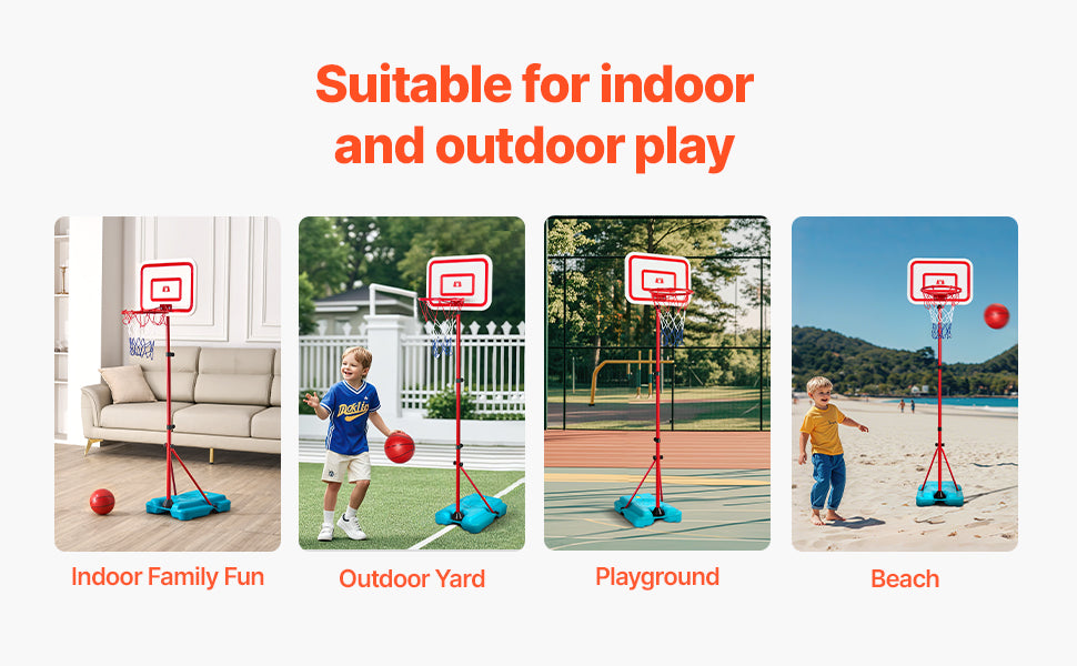 SucceBuy Toddler Adjustable Basketball Hoop 104-190CM Rack for Kids Outdoor Indoor Ball Sport Backboard Rim Shoot Children Toys