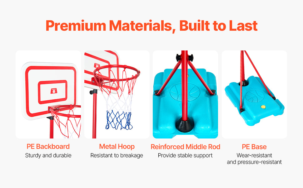 SucceBuy Toddler Adjustable Basketball Hoop 104-190CM Rack for Kids Outdoor Indoor Ball Sport Backboard Rim Shoot Children Toys