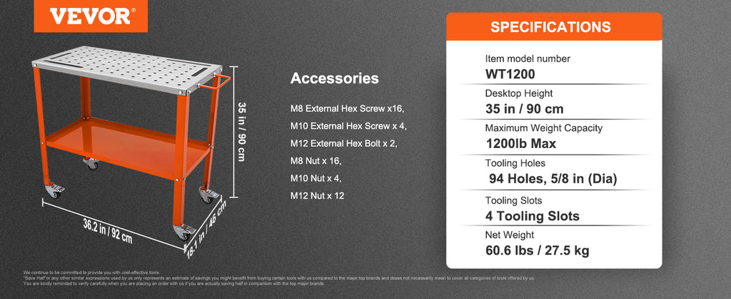 SucceBuy 18/20/24 Inch Foldable Welding Table Steel Table Top Auxiliary Welding Tool Flexible Height Portable Workbench for Work