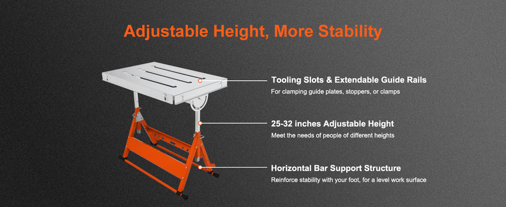 SucceBuy 18/20/24 Inch Foldable Welding Table Steel Table Top Auxiliary Welding Tool Flexible Height Portable Workbench for Work